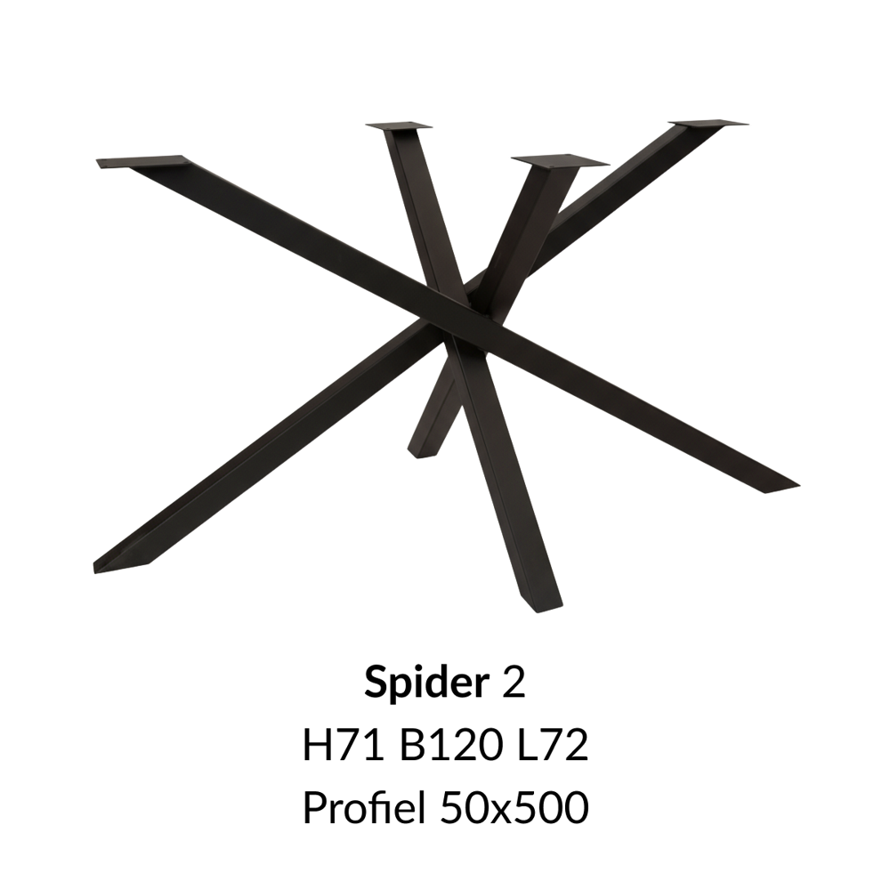 Metalen onderstel Spider 2 zwart RAL9005 - 120x80cm. Profiel 50x50mm