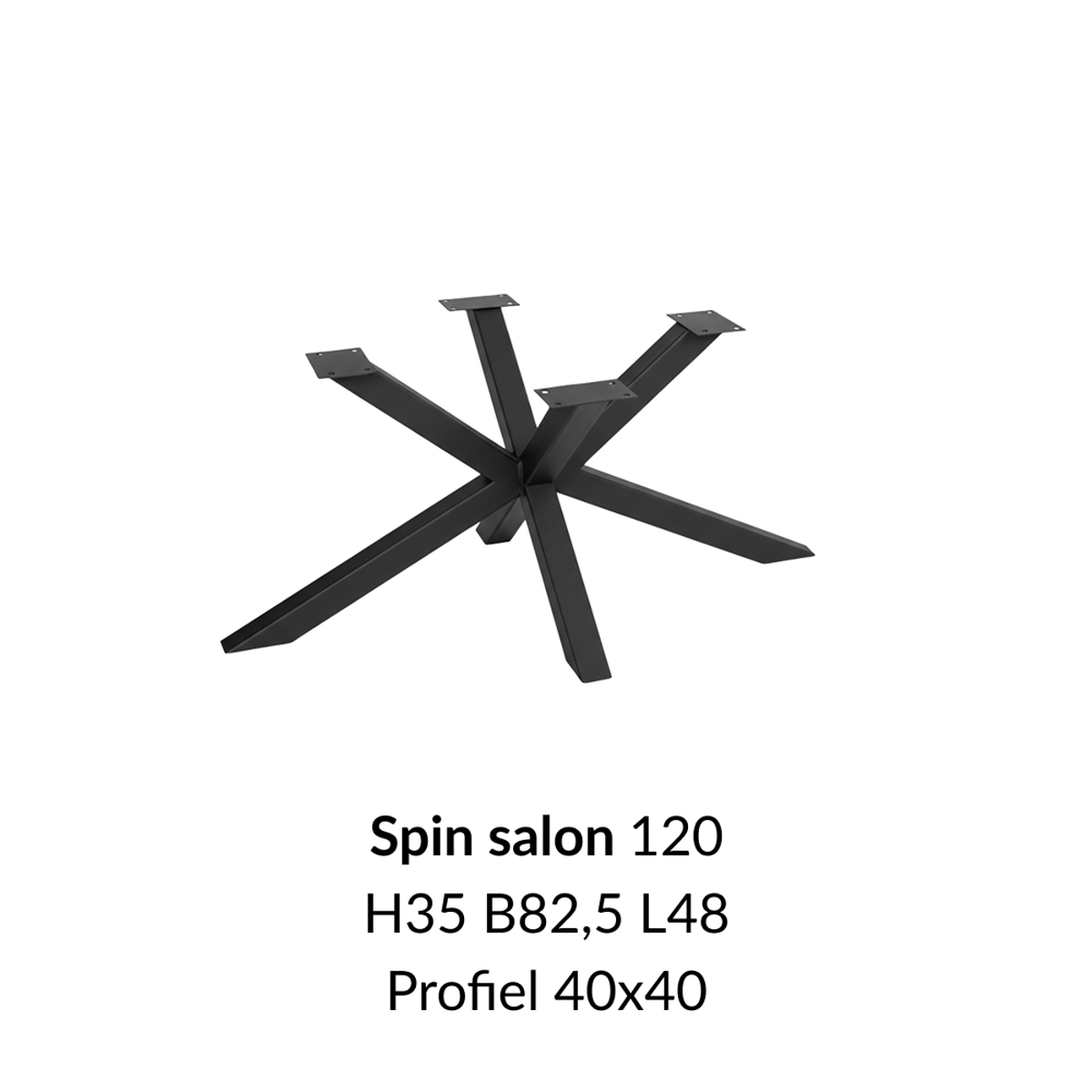 Metalen onderstel Spin 120 salon zwart RAL9005 - 48x82,5cm. Profiel 40x40mm