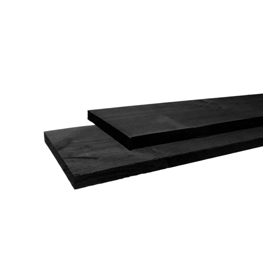 Plank Fijnbezaagd zwart  22 x 200 mm Zwart 4,00 mtr Lariks / Douglas