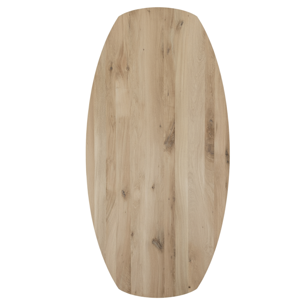 Tafelblad rustiek eiken Deens ovaal facet rand 40mm 180x90