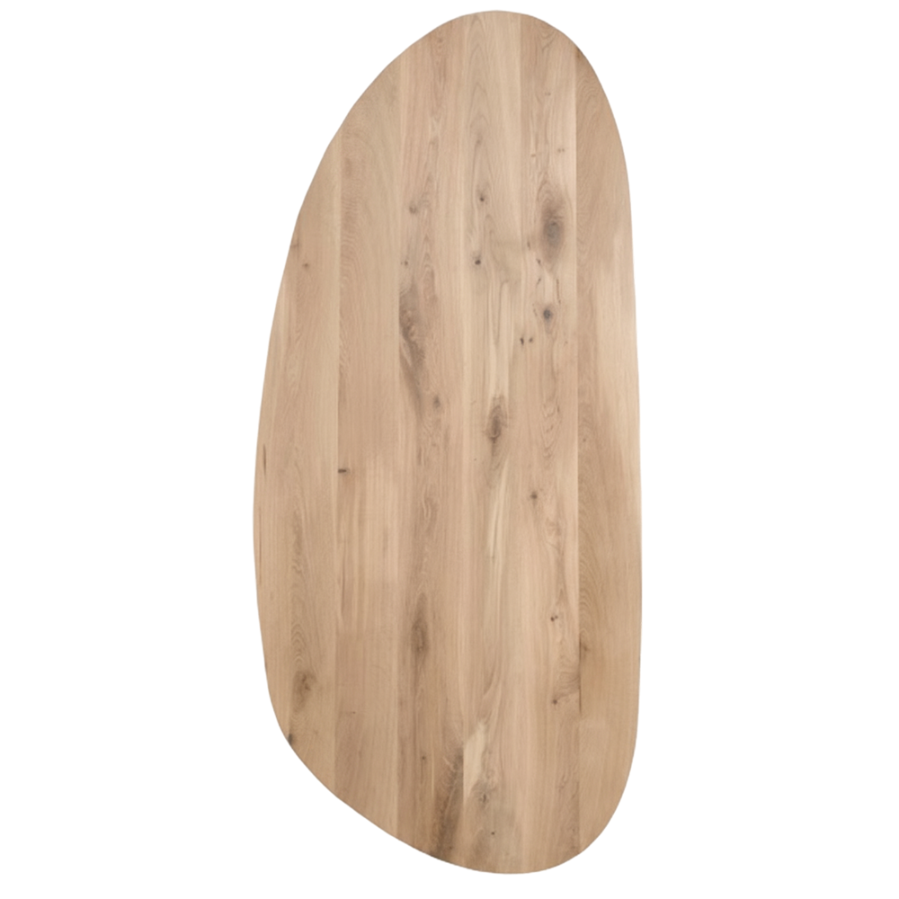 Tafelblad rustiek eiken nier ovaal facet kant 40mm 2500x1150 onbehandeld