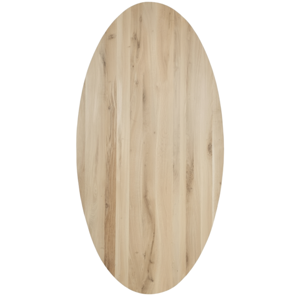 Tafelblad rustiek eiken ovaal facet rand 40mm 120x70 onbehandeld