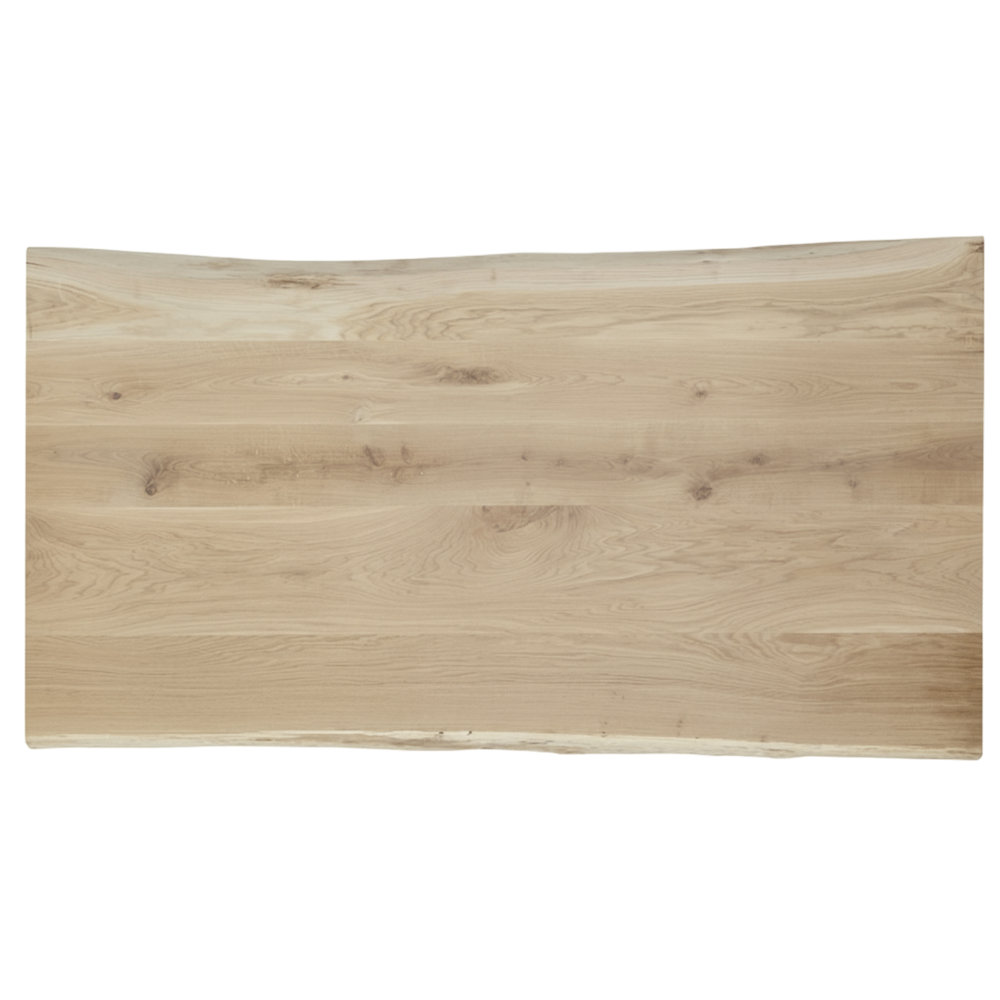 Tafelblad rustiek eiken plank 1-lange zijde boomkant 40mm 800x500 onbehandeld