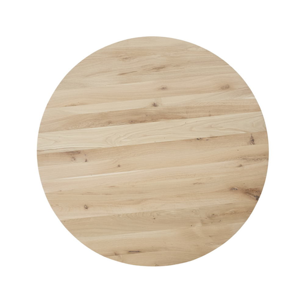 Tafelblad rustiek eiken rond facet kant 40mm Ø1000 onbehandeld