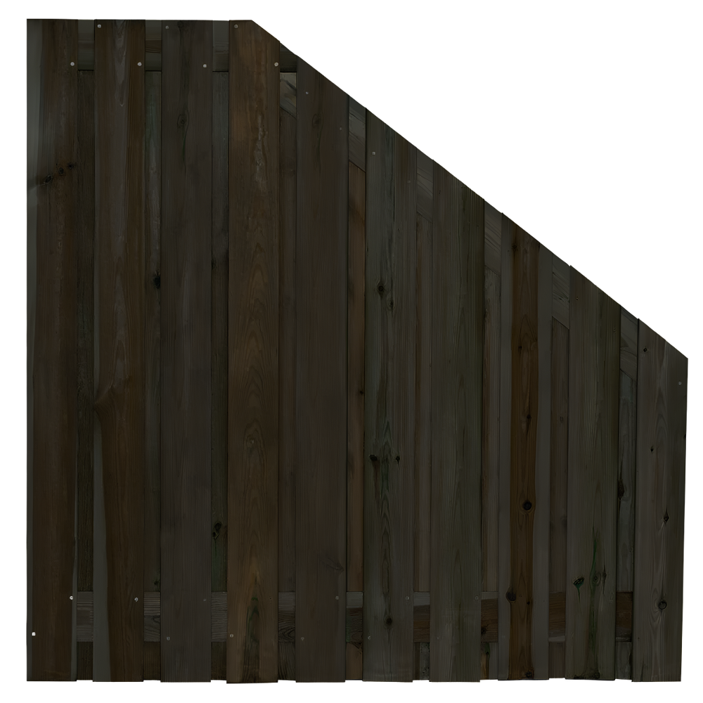 Tuinscherm 21 planks  180/90 x 180 cm Verloopscherm Zwart gespoten