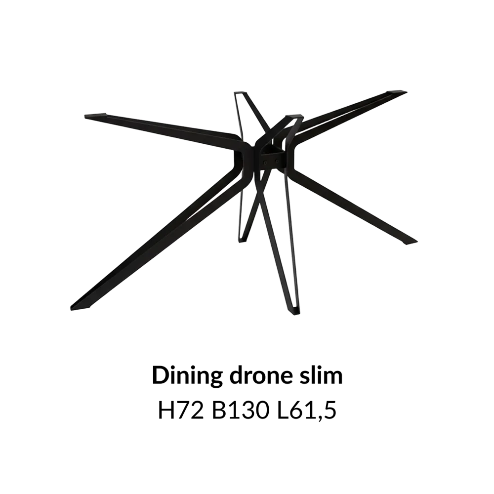 Metalen onderstel Dining Drone Slim zwart RAL9005 - 130x61,5cm.
