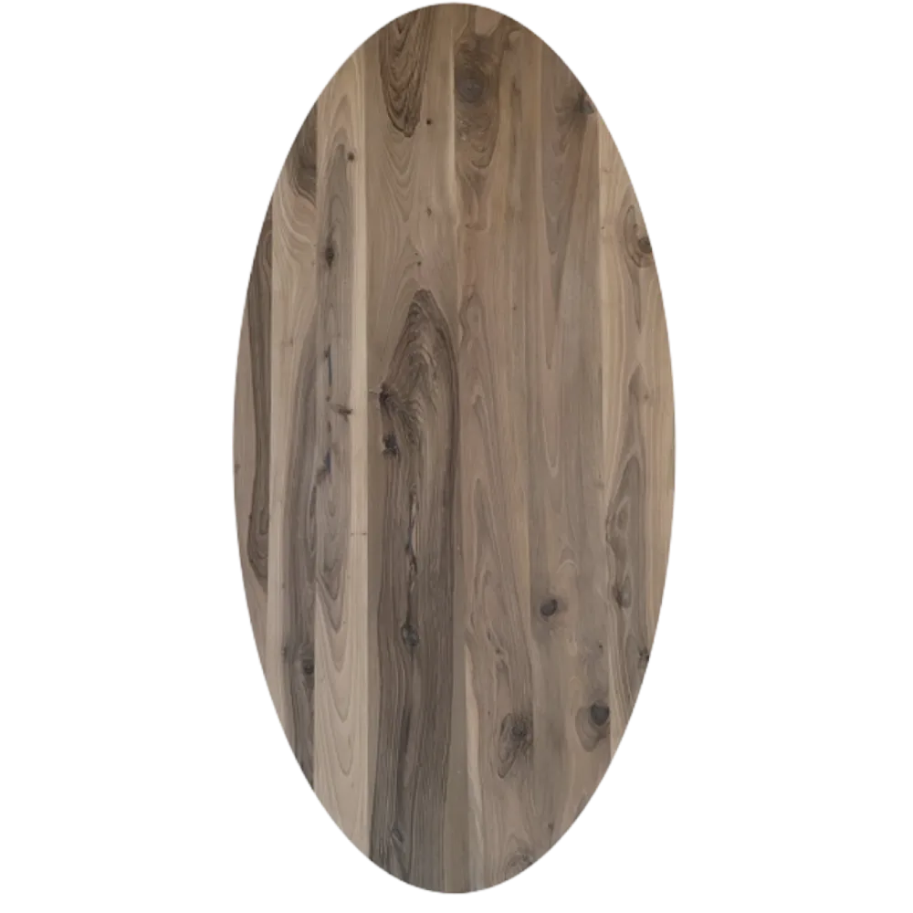 Tafelblad Europees walnoot ovaal facet kant 40mm 2400x1100 onbehandeld