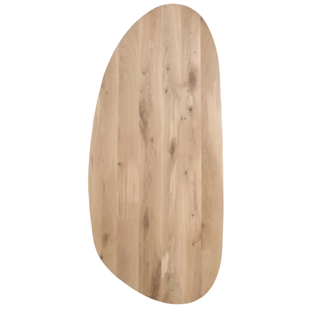 Tafelblad rustiek eiken nier ovaal facet kant 40mm 2000x900 onbehandeld