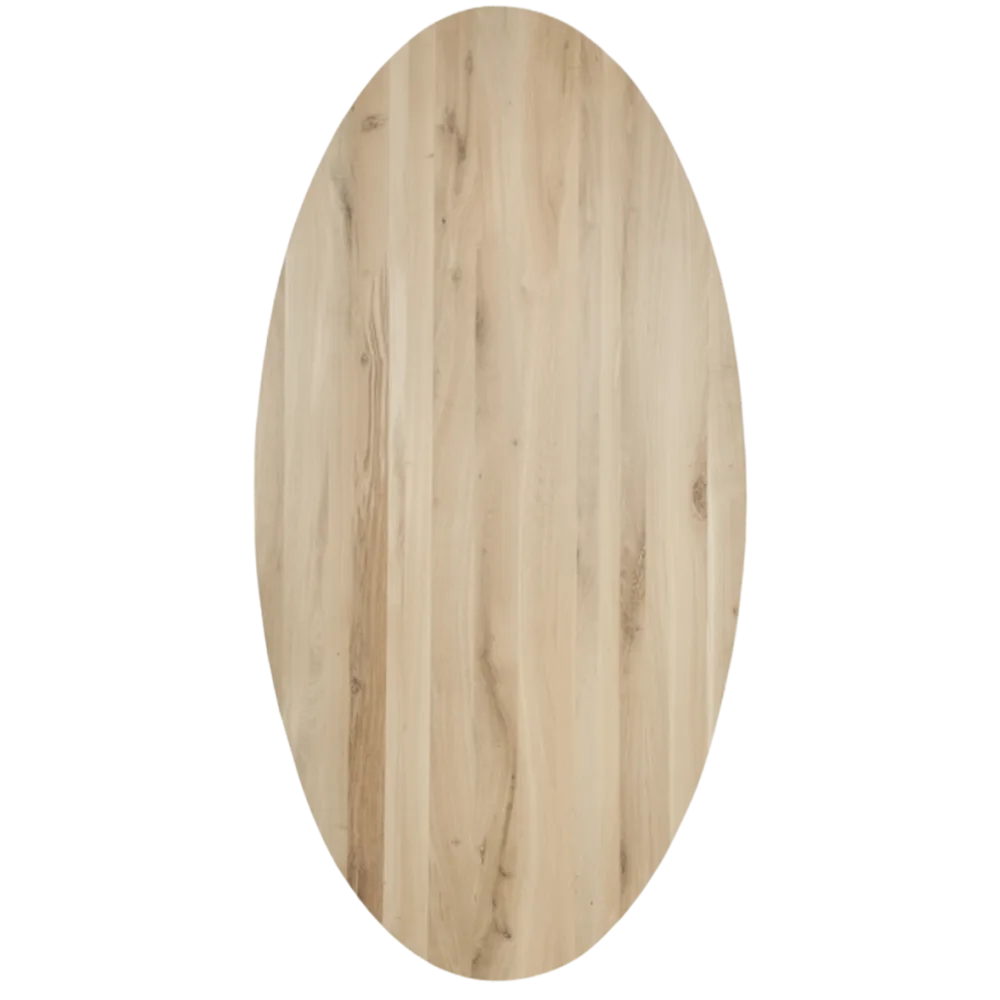 Tafelblad rustiek eiken ovaal facet rand 40mm 180x90 onbehandeld