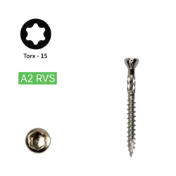 Hardhout sE649ef 4,0 x 50 Torx (T15) | PFS+ RVS C2 | 200 stuks
