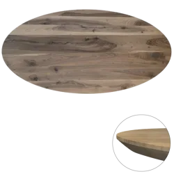 Tafelblad Europees walnoot ovaal facet kant 40mm 2400x1100 onbehandeld