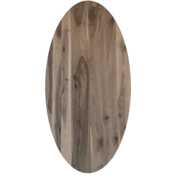 Tafelblad Europees walnoot ovaal facet kant 40mm 2400x1100 onbehandeld