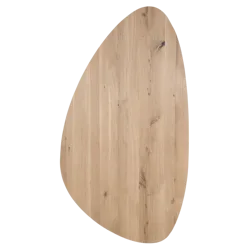 Tafelblad rustiek eiken kiezel ovaal facet kant ronding links 40mm 2200x1200 onbehandeld
