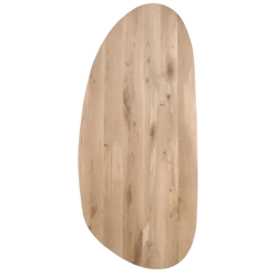 Tafelblad rustiek eiken nier ovaal facet kant 40mm 2500x1150 onbehandeld
