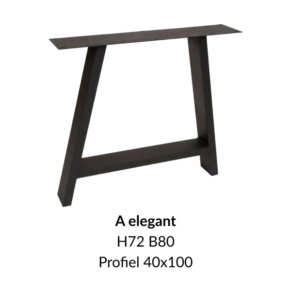 Metalen onderstel A elegant zwart RAL9005 - 80cm breed. Profiel 40x100mm