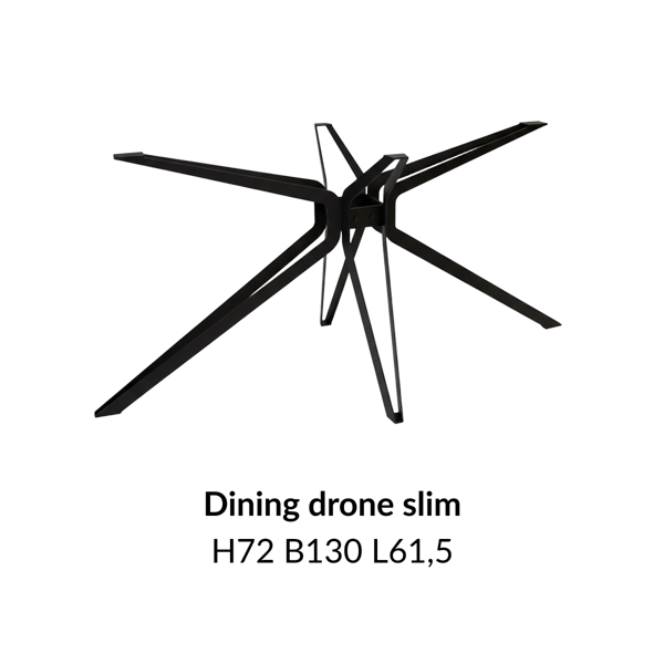 Metalen onderstel Dining Drone Slim zwart RAL9005 - 130x61,5cm.
