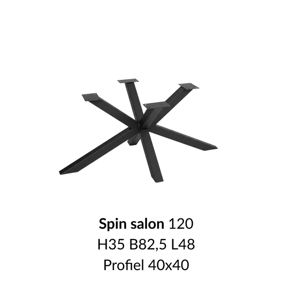 Metalen onderstel Spin 120 salon zwart RAL9005 - 48x82,5cm. Profiel 40x40mm