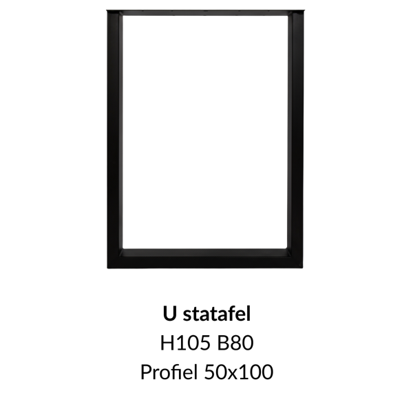Metalen onderstel U elegant statafel zwart RAL9005 - 105cm hoog - 80cm breed. Profiel 50x100mm