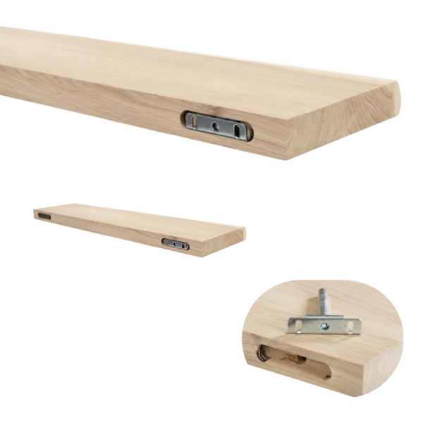 Plank rustiek eiken boomkant 40mm 1200x200 onbehandeld met blind bevestiging