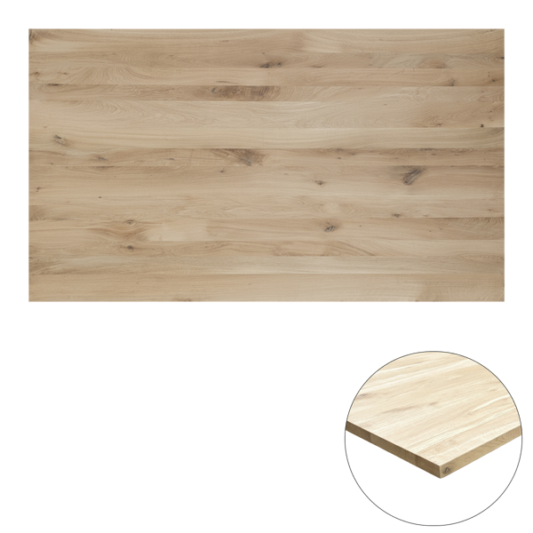 Tafelblad rustiek eiken 2-lange zijden rechte kant 40mm 2800x1000 onbehandeld