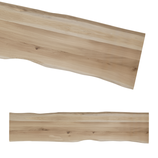 Tafelblad rustiek eiken bankje 2-lange zijden boomkant 40mm 2400x450 onbehandeld