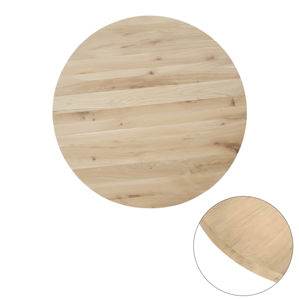 Tafelblad rustiek eiken rond rechte kant 40mm Ø1600 onbehandeld