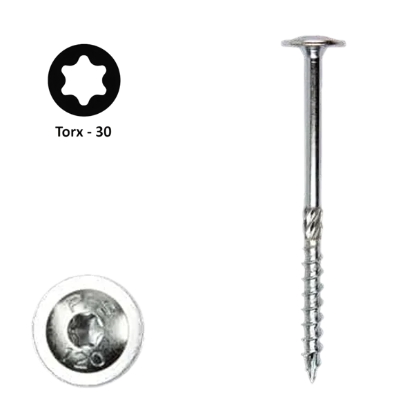 Flenskop schroef 6,00 x 200 Torx (T30) | PFS+ verzinkt | 100 stuks
