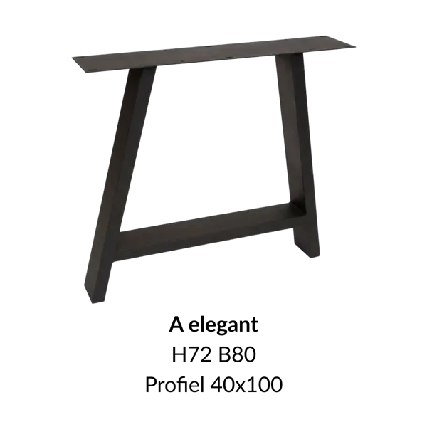 Metalen onderstel A elegant zwart RAL9005 - 80cm breed. Profiel 40x100mm