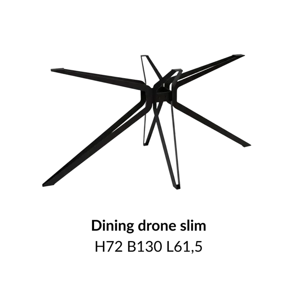 Metalen onderstel Dining Drone Slim zwart RAL9005 - 130x61,5cm.