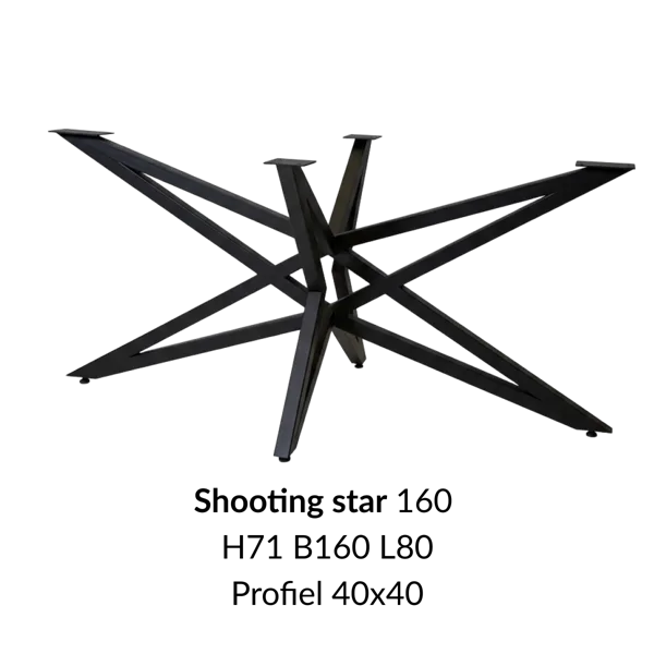 Metalen onderstel Shooting Star zwart RAL9005 - 160x80cm. Profiel 40x40mm