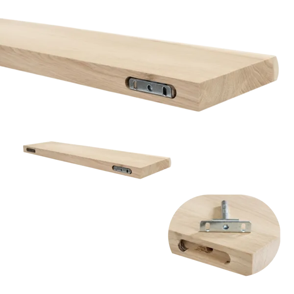 Plank rustiek eiken boomkant 40mm 1000x300 onbehandeld met blind bevestiging