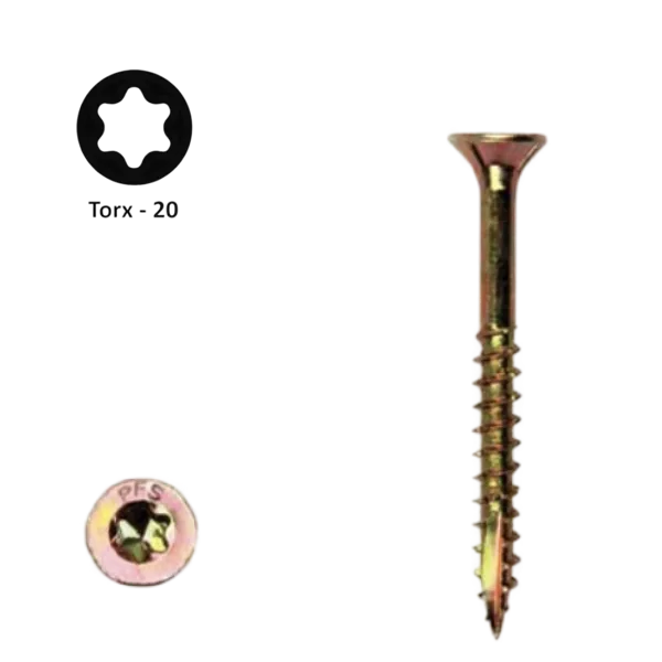 Spaanplaatschroef 4,5 x 60 Torx (T20) | PFS+ verzinkt | 200 stuks