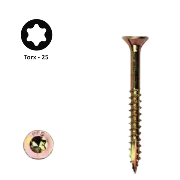 Spaanplaatschroef 5,0 x 70 Torx (T25) | PFS+ verzinkt | 200 stuks
