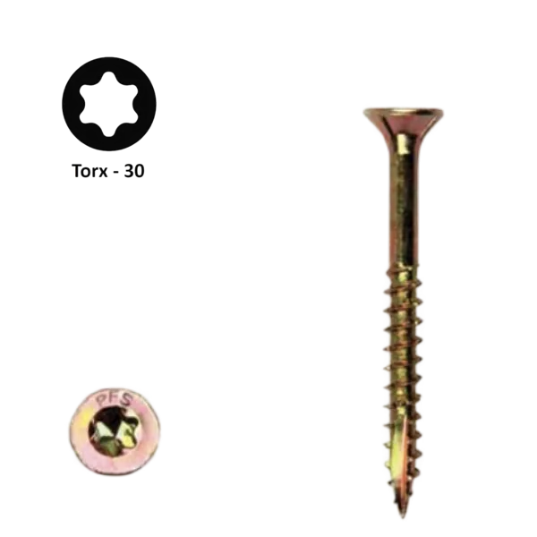 Spaanplaatschroef 6,0 x 100 Torx (T30) | PFS+ verzinkt | 100 stuks