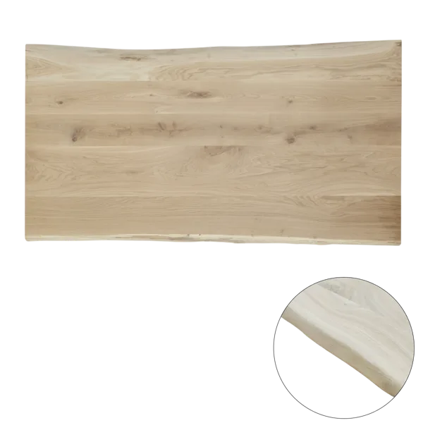 Tafelblad rustiek eiken 2-lange zijden boomkant 40mm 1400x800 onbehandeld