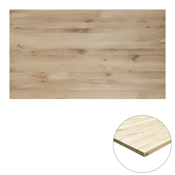 Tafelblad rustiek eiken 2-lange zijden rechte kant 40mm 1600x900 onbehandeld