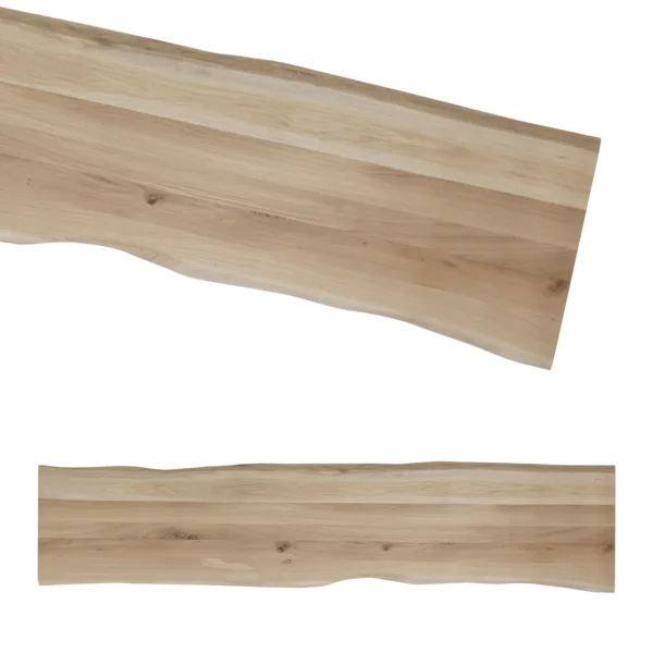 Tafelblad rustiek eiken bankje 2-lange zijden boomkant 40mm 2200x450 onbehandeld