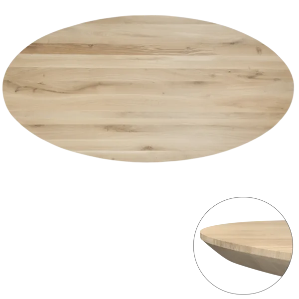 Tafelblad rustiek eiken ovaal facet rand 40mm 240x110 onbehandeld
